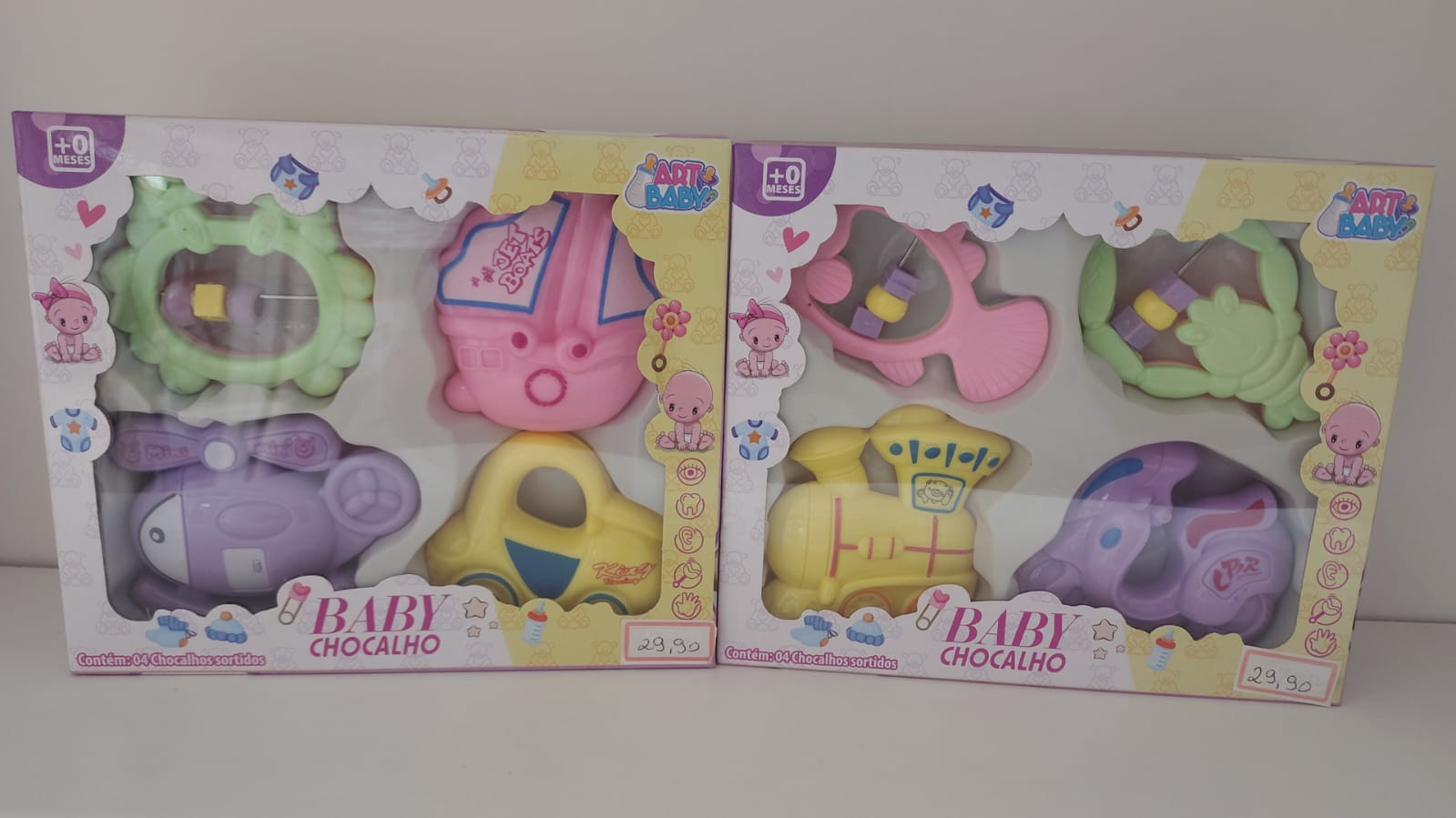 Chocalhos com 4 unidades baby chocalhos
