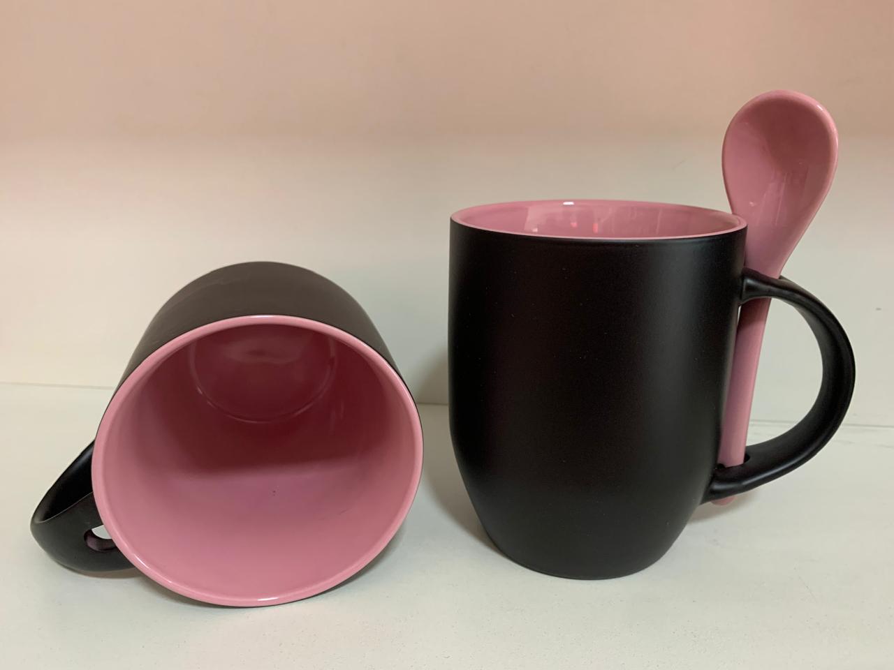 Caneca Mágica com colher Rosa