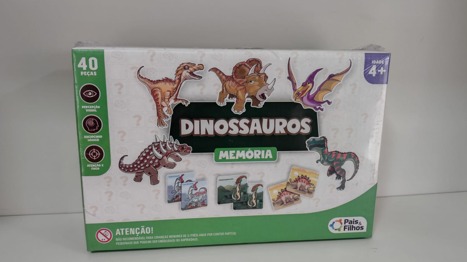Quebra cabeça dinossauros memoria 40pçs