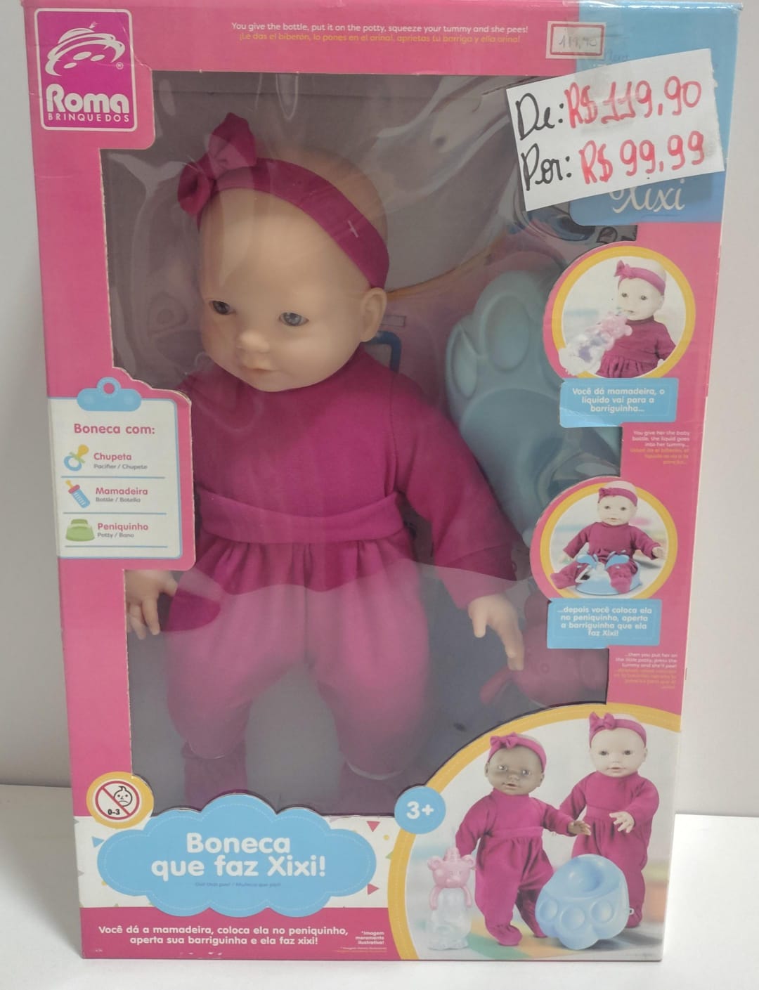 Boneca faz xixi roma