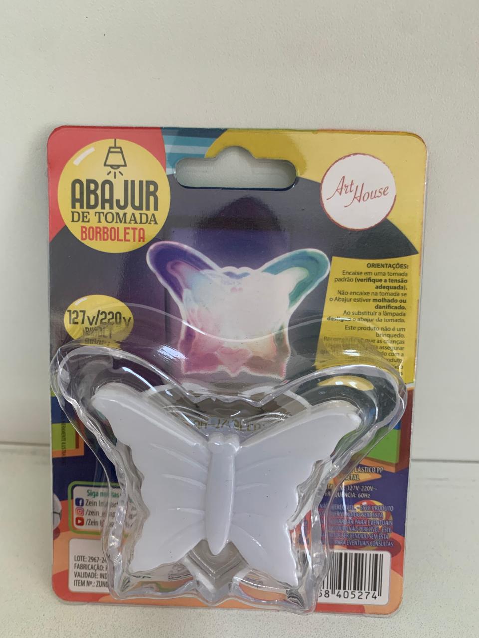 Abajur de tomada Borboleta